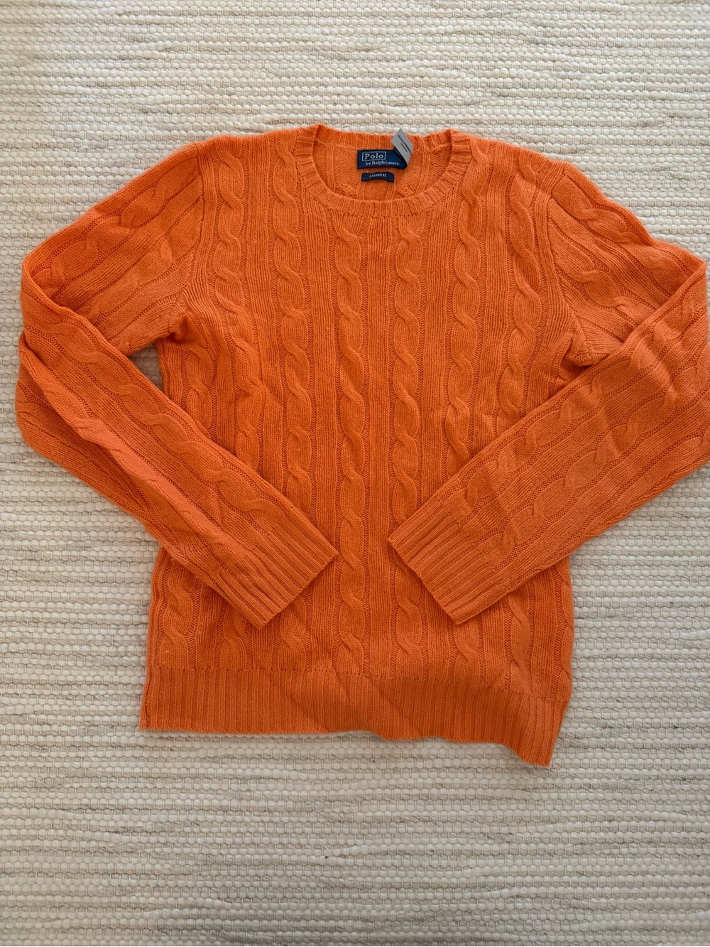 Polo by Ralph Lauren Orange Cable-Knit Crewneck Cashmere Sweater